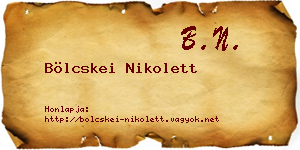 Bölcskei Nikolett névjegykártya